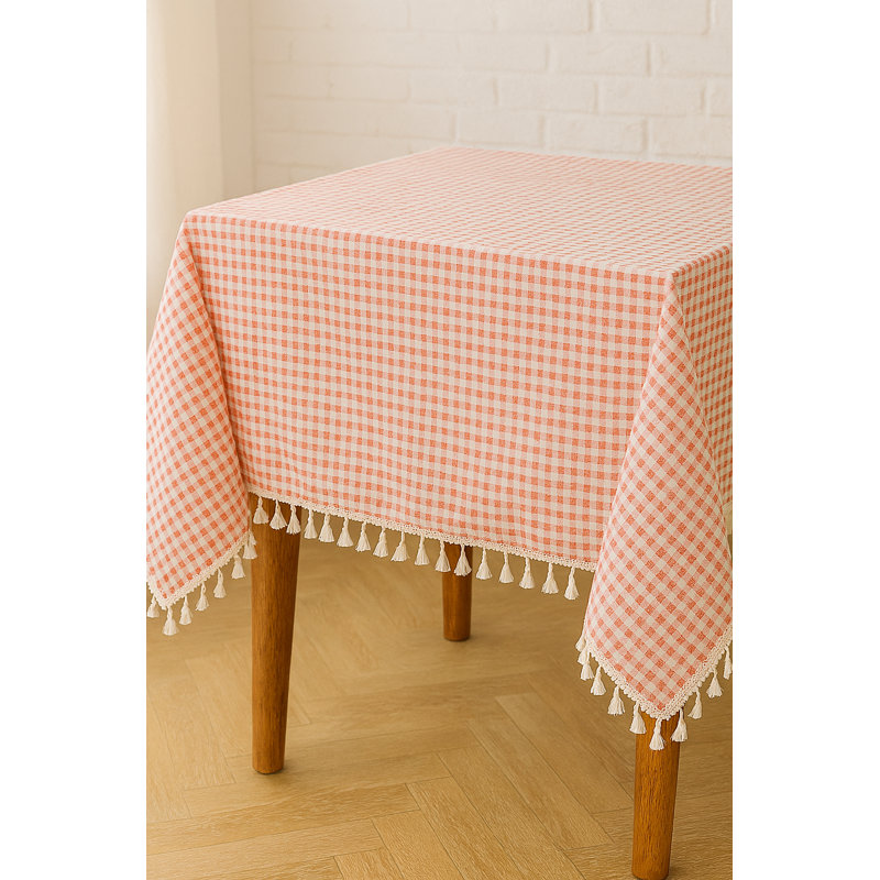 Nappe carrée en mélange de coton, Rose, 88 po x 55 po