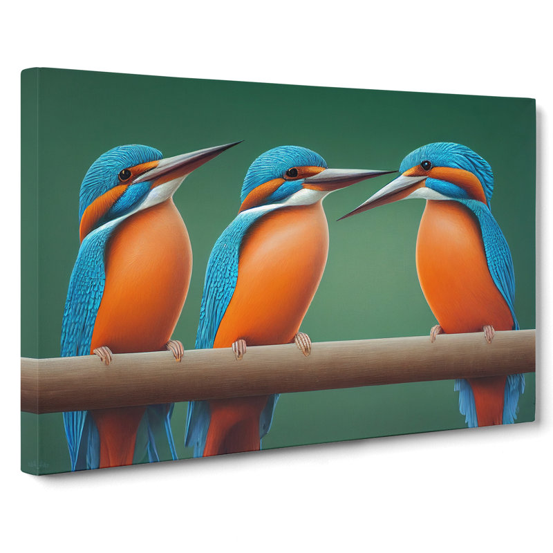 Welcoming Kingfisher Birds - Wrapped Canvas