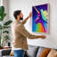 Rainbow Unicorn Dreams Maximalist 1 Piece Wrapped Canvas Wall Art-136739112-136739111
