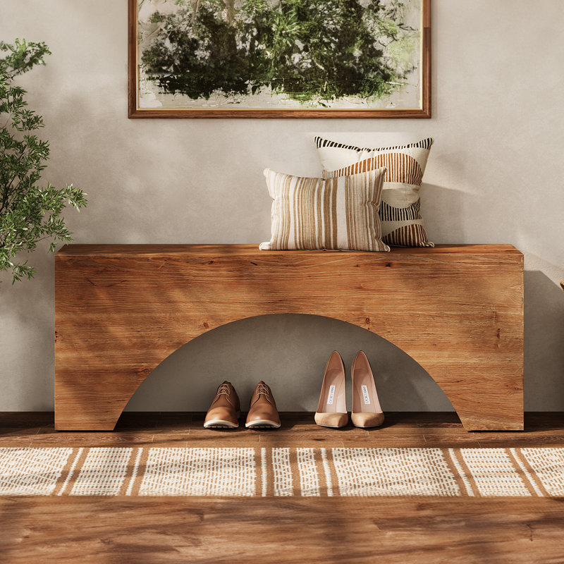 Banc de 55 po en bois massif avec arche, banc de ferme