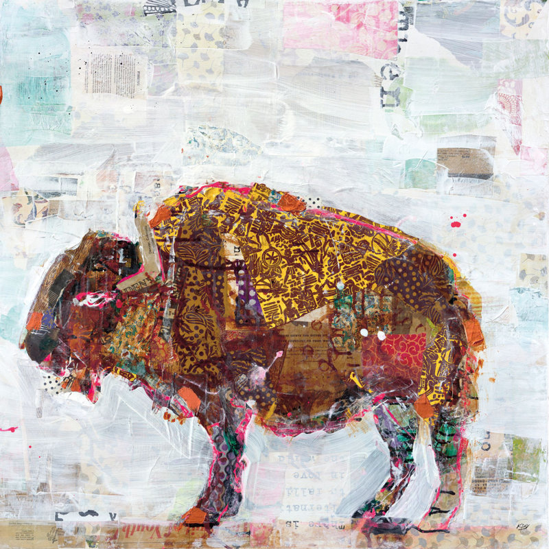 El Buffalo by Kellie Day - Wrapped Canvas Art Prints, 30cm H x 30cm W x 3.8cm D