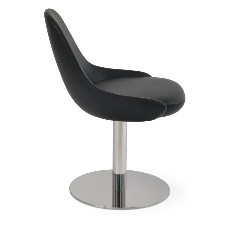 Chaise d'appoint Gazel, Noir, Acier inoxydable poli