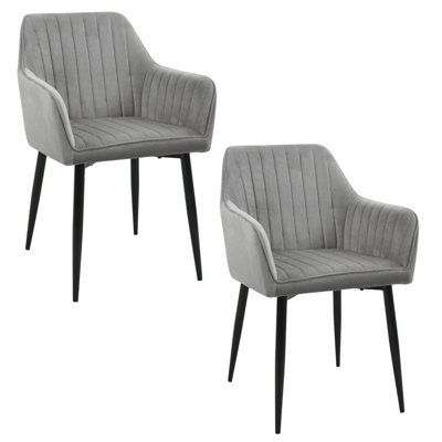 Ailina 49cm H Tufted Velvet Upholstered Upholstered Back Stacking Side Chair in Grey