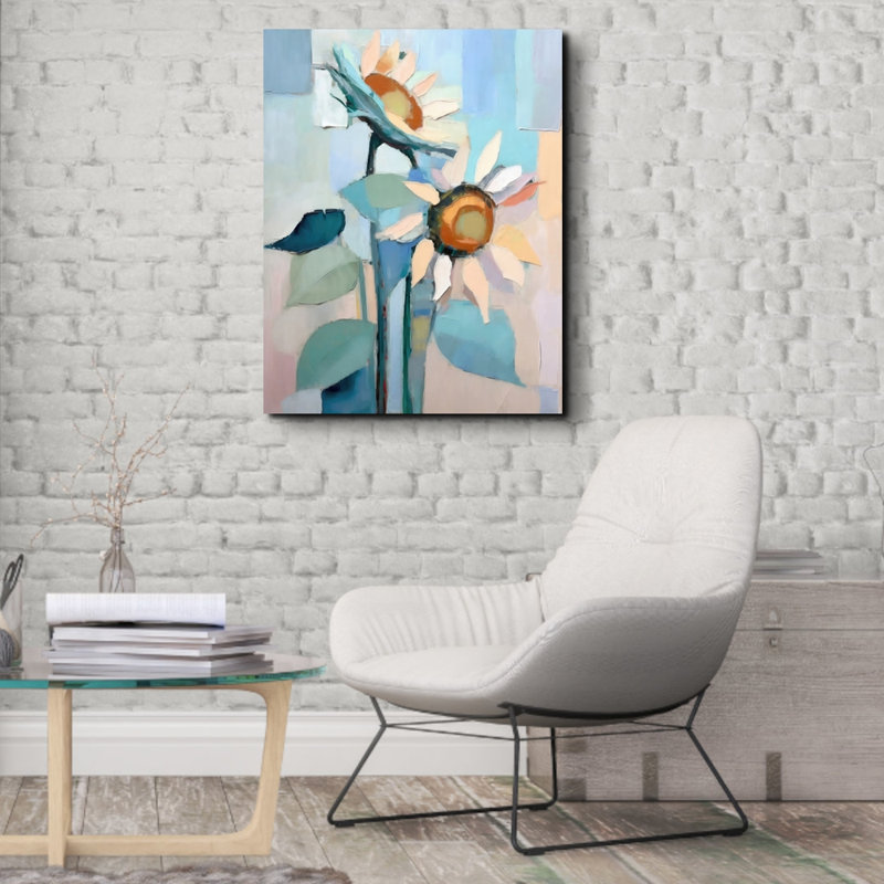 "Tournesols" sur toile, H 32 po x l 26 po