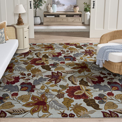 Tapis floral en laine crocheté à la main Emrick