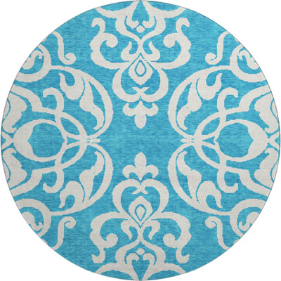 Premium Machine Washable Prisco Turquoise Rug
