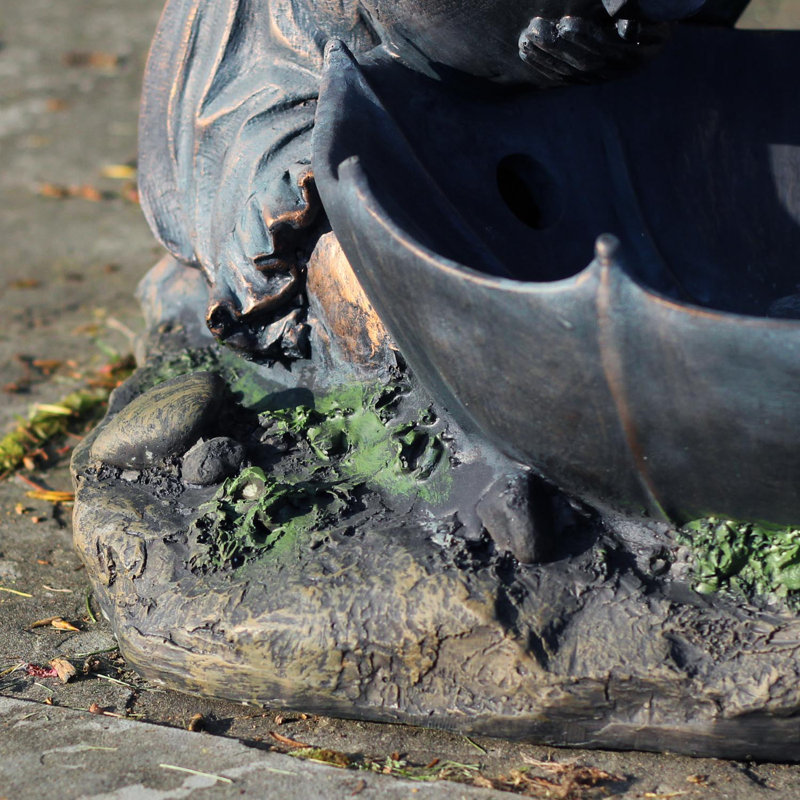 Fontaine de jardin pour enfants avec parasol 23,5 "noir et vert