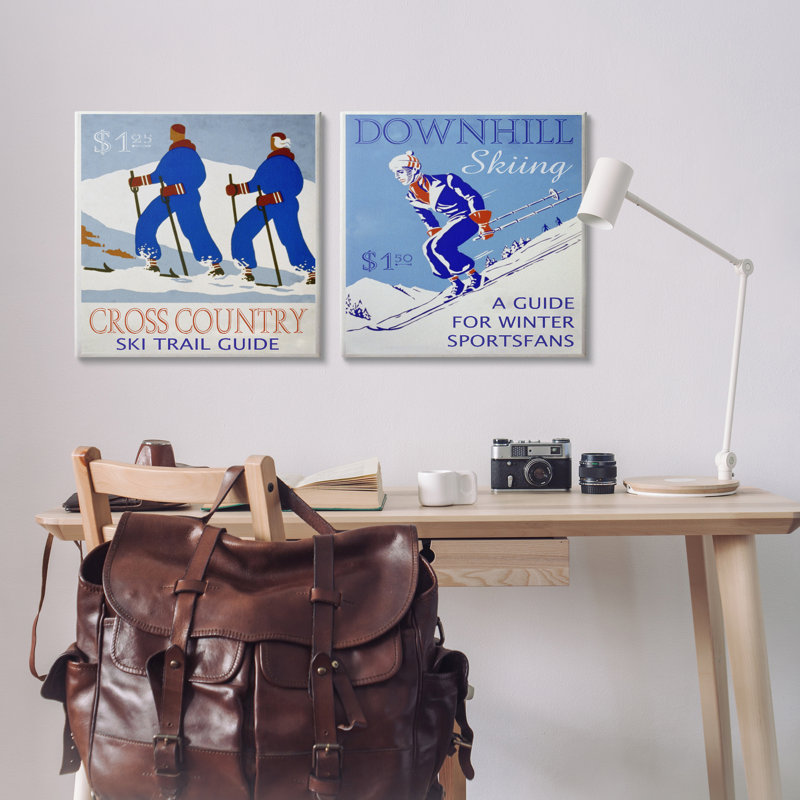 Cross Country Skiing Posters 2, ensemble d'art mural sur toile par Graffi * Tee, H 24 po x l 24 po