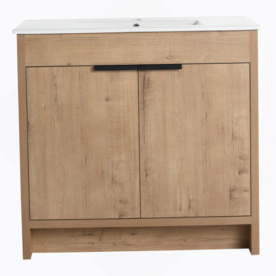 Meuble-lavabo de salle de bain autoportant 36 po et 2 portes d'armoire à fermeture en douceur ((KD-Packing)