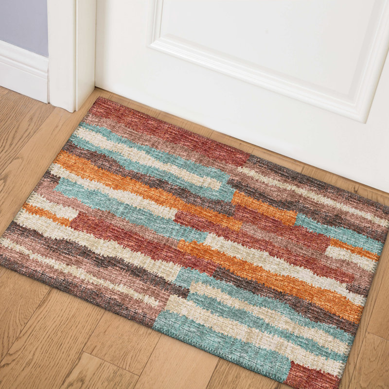 Chenille Abstract Indoor / Outdoor Rug, Rectangle 1'8" x 2'6"