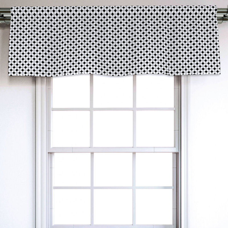 Sateen Geometric Ruffled Window Valance