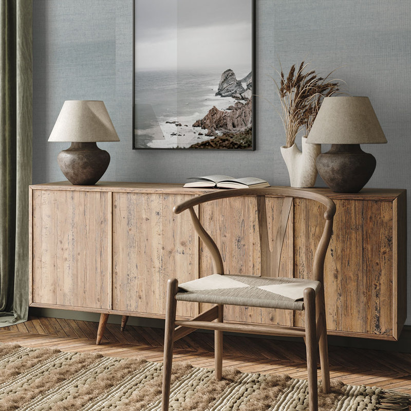 Hejran Sisal Authentic Grasscloth Wallpaper, Heathered Bleustone
