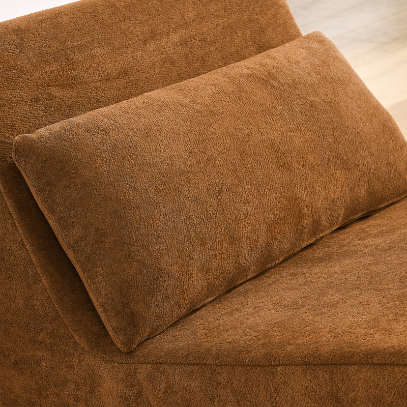 Chaise longue en chenille moderne sans assemblage, Chenille orange brûlé