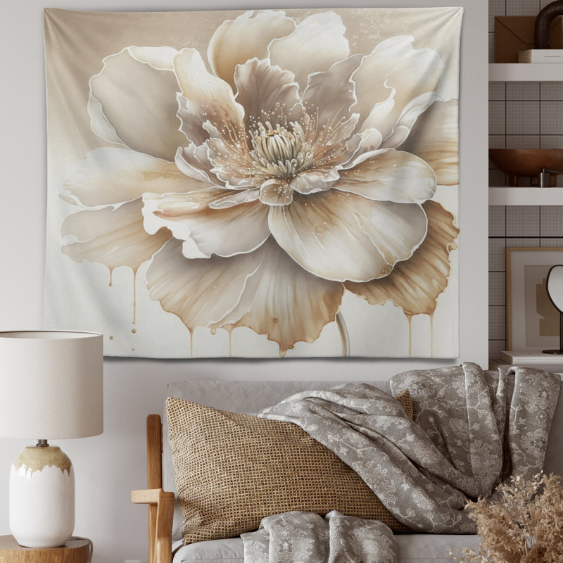 Tapisserie en polyester beige, H 32 po x l 39 po