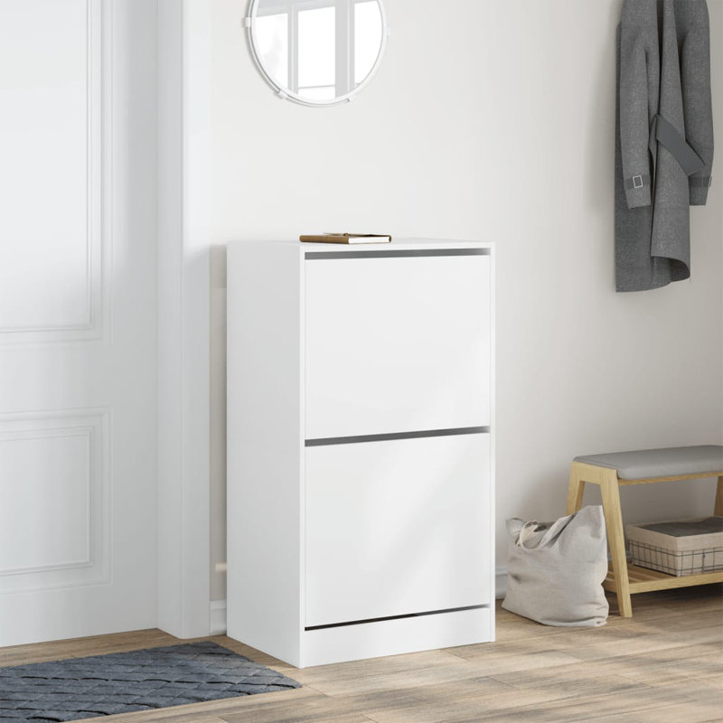 12 Pair Shoe Storage Cabinet, White