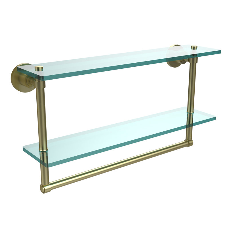 Arviso 2 Piece Tiered Shelf with Towel Bar, Satin Brass