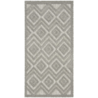 Foundry Select Versatile Diamond Silver Gray Indoor/Outdoor Area Rug
