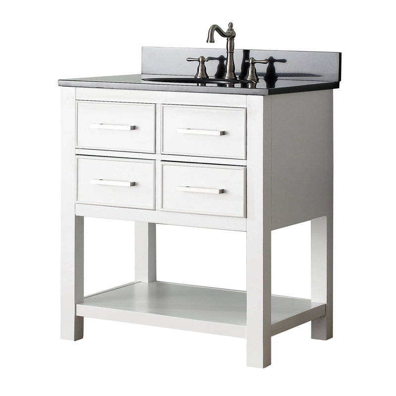 Brooks 31'' W Single Vanity, Chilled Gray, White Engineered Marble, Oval