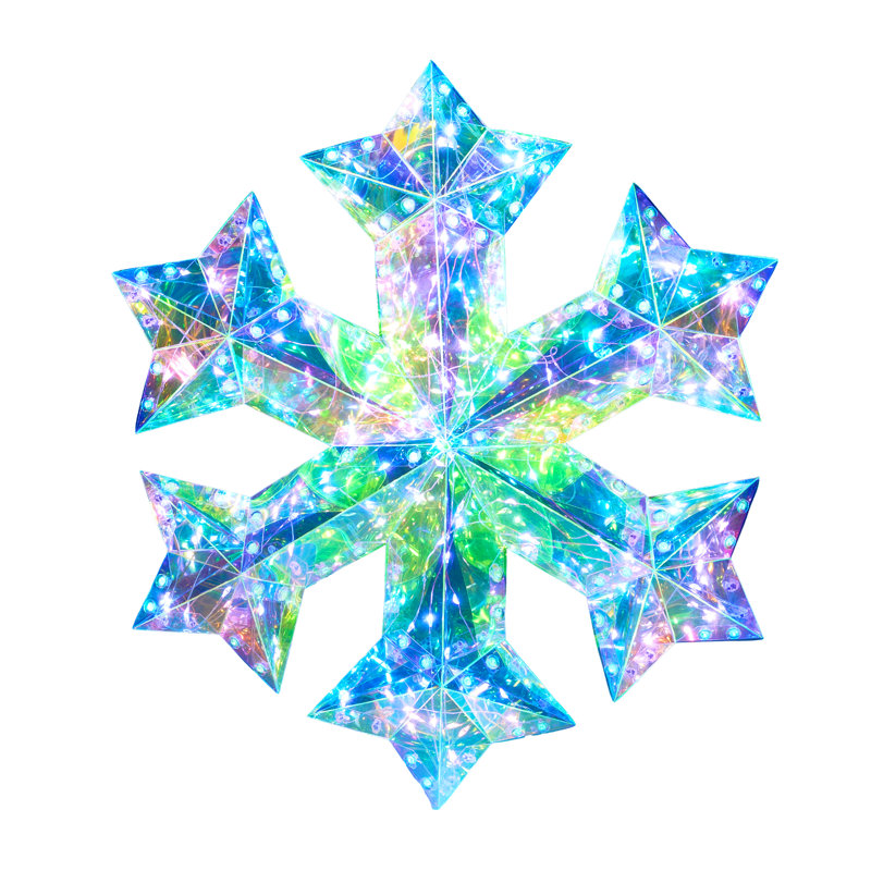 Flocon de neige 15 po Prismatic iridescent, 100 lumières DEL blanches fraîches