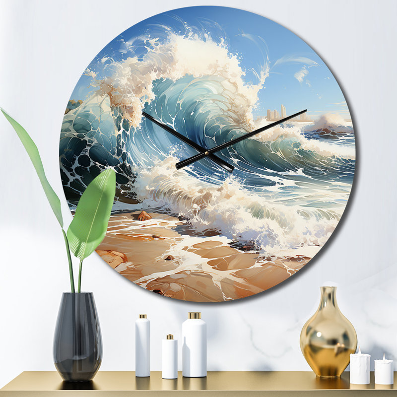 Horloge murale en métal Beach Photo Coastal Symphony, Petit