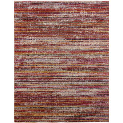 Summer Striped Area Rug in Red