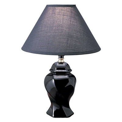 Lampe de table en céramique de 13 po de hauteur, 13 po, en forme d'urne avec finition noire