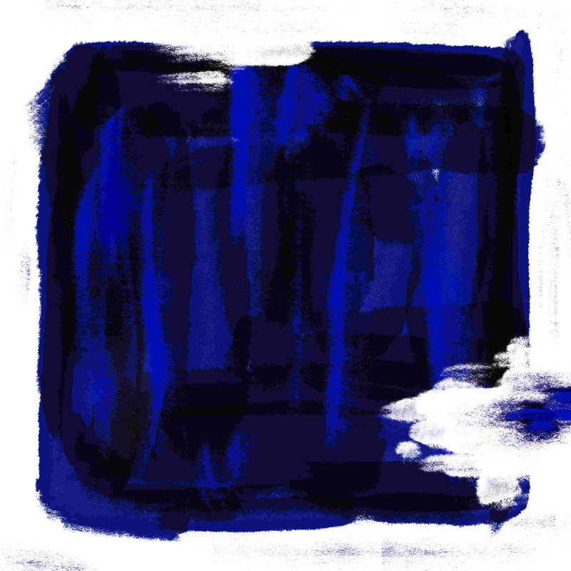 Carré bleu - peinture sur toile tendue, H 12 po x l 12 po