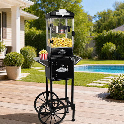 Popcorn Machine With Cart - Portable 10 Oz Kettle Popcorn Maker For Home Theater & Parties