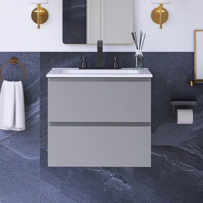 24 po Meuble-lavabo mural à simple cuve W