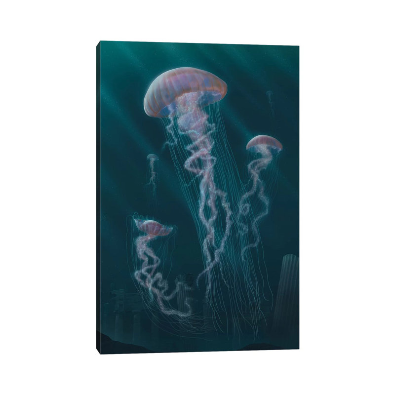 «Jellyfish» par Vincent Hie - impression encadrée, H 18 po x l 12 po x 1,5 po, Toile tendue