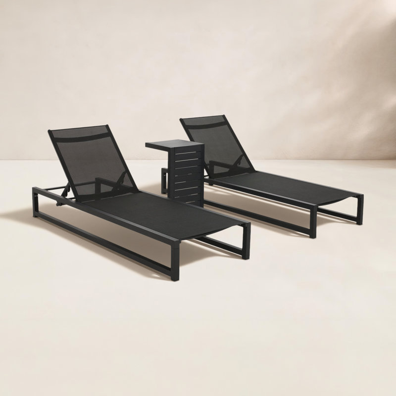 Ensemble de chaises longues avec table Anxo
