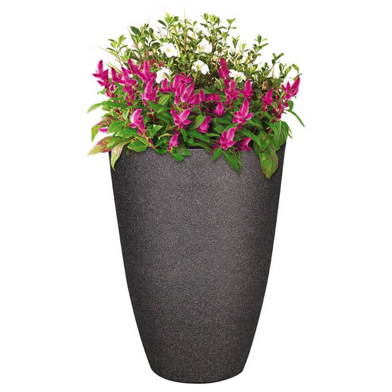 L&G 21.9 in. H X 16 in. D Polyresin Speckle Tall Planter Charcoal, Charcoal