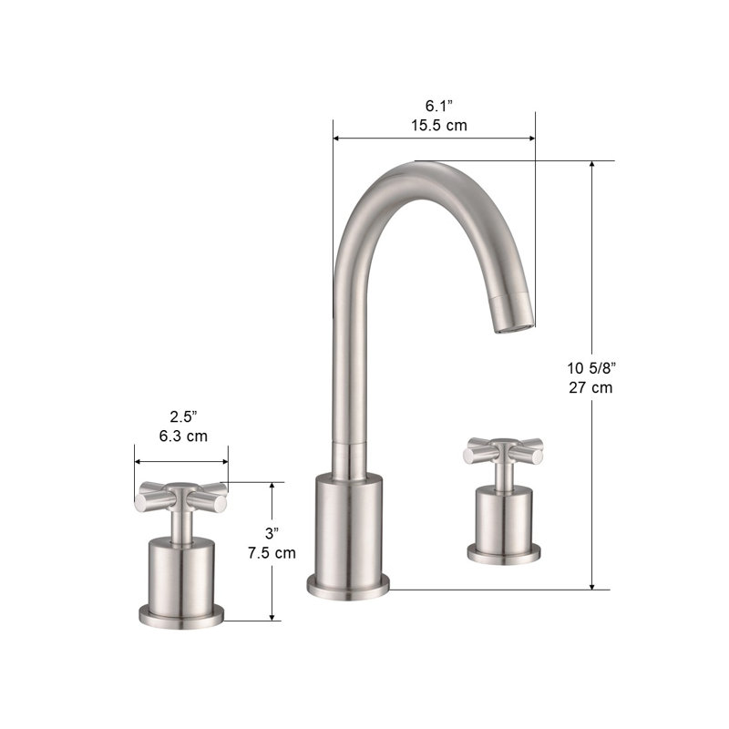 Robinet de salle de bain à poignée double Prima 3, Nickel brossé