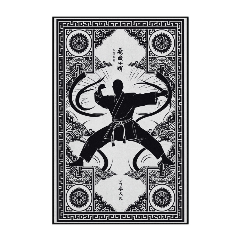 Machine Washable Bracondale Karate Kata Classic Oriental Rug in Gray – Black Binding, 5x8