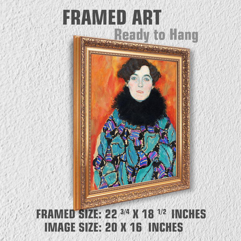 Reproduction d'art classique, encadré doré «World», par Gustav Klimt, H 22 po x l 18 po