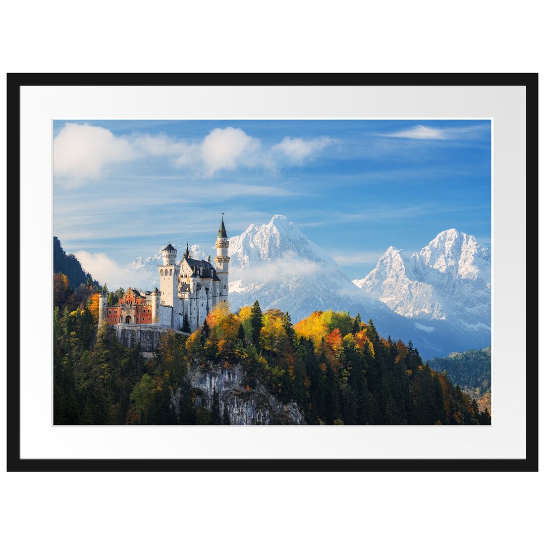 Gerahmtes Poster Schloss Neuschwanstein Herbst