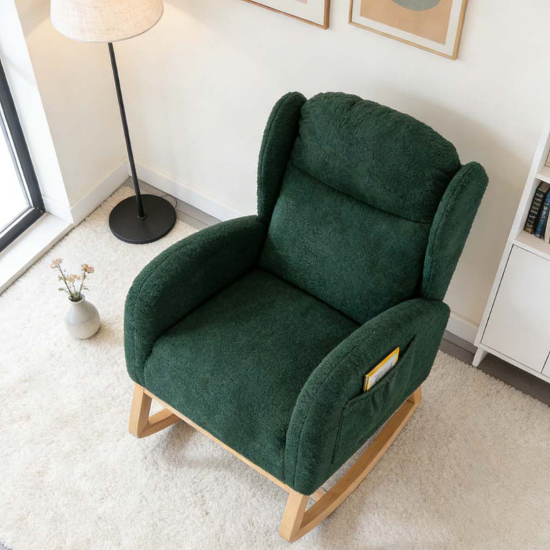 Chaise berçante en tissu Teddy, Vert