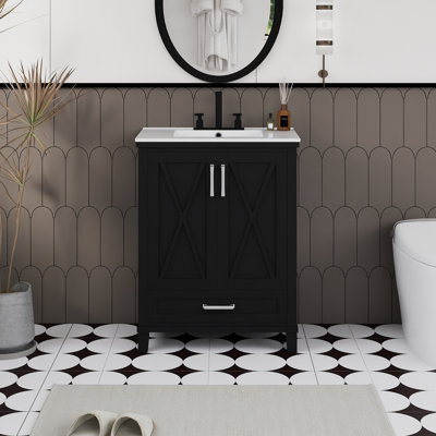 24'' Freestanding Single Sink Bathroom Vanity With Ceramic Top