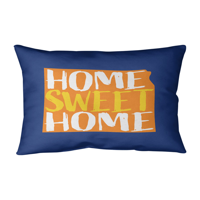 Outdoor Reversible Throw Pillow, Blue/Orange, Kansas