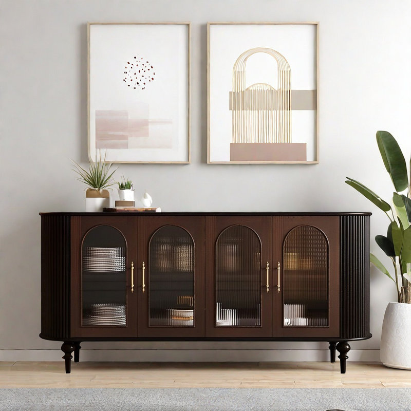 Buffet Retro Minimalist, Noir/noyer