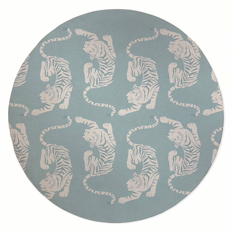 Hey Tiger Outdoor Rug, Round 5'