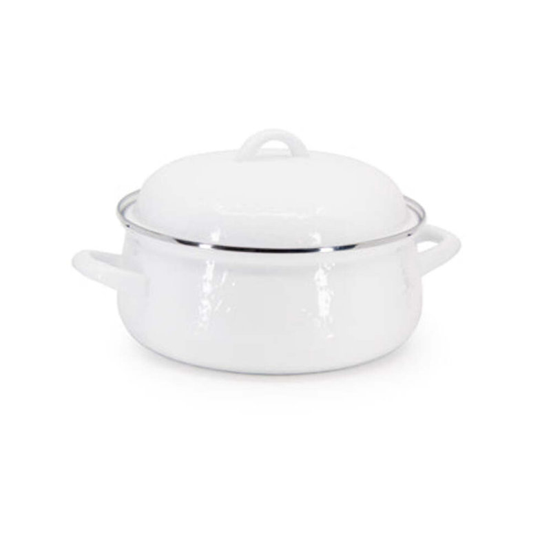Golden Rabbit Enamelware 4 Qt. Dutch Oven, Solid White Textured