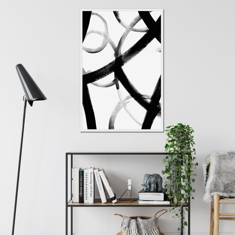 Monochrome Ripple I by Grace Popp - Painting, 80cm H x 55cm W, White Framed Paper Print
