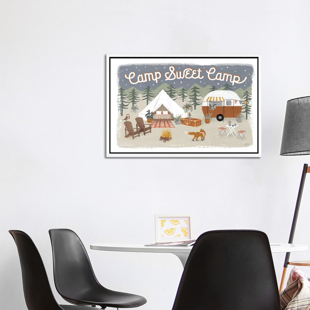 Gone Glamping I von Laura Marshall - Galerie-verpackte Leinwand Giclée auf Leinwand