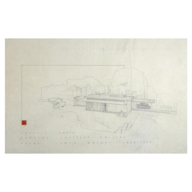 Université Florida Southern College. «Lakeland Florida» par Frank Lloyd Wright - Estampe numérique, H 32 po x l 40 po