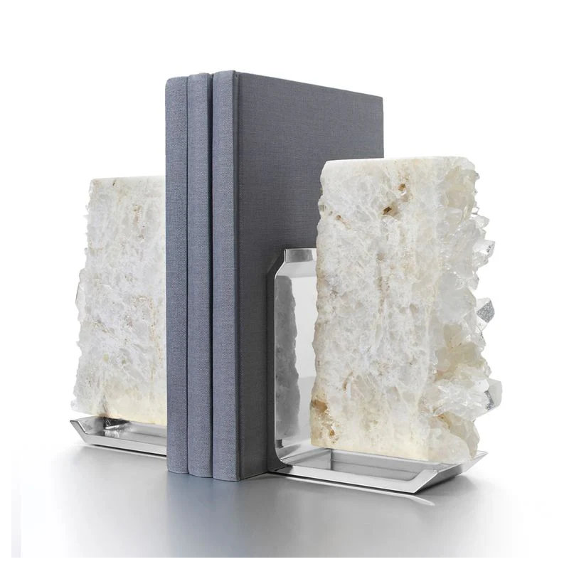 Fim Non-Skid Bookends, White/Silver