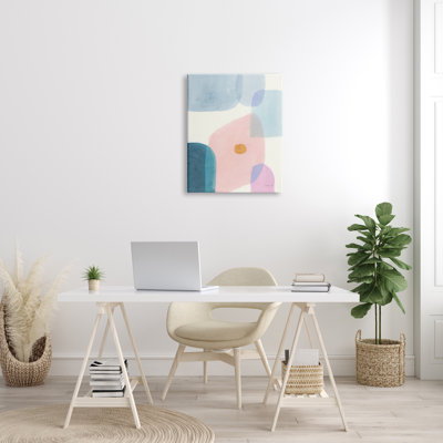 «Pastel Geometric Shape Abstraction Soft Blue Pink Yellow» par Danhui Nai, reproduction d'art sur toile
