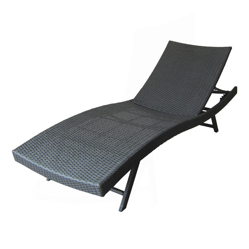 PE WICKER CHAISE LOUNGE, Gray, 1
