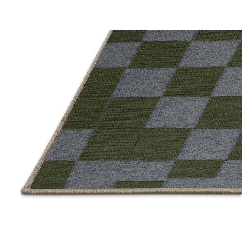 Tapis brun à carreaux lavable à la machine, Rectangle 5 pi x 8 pi