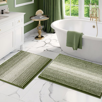 Ensemble de tapis et de tapis de salle de bain, ensemble de tapis de bain en chenille épaisse et absorbante 2 pièces, antidérapant, à poils doux, lavable à la machine, sauge